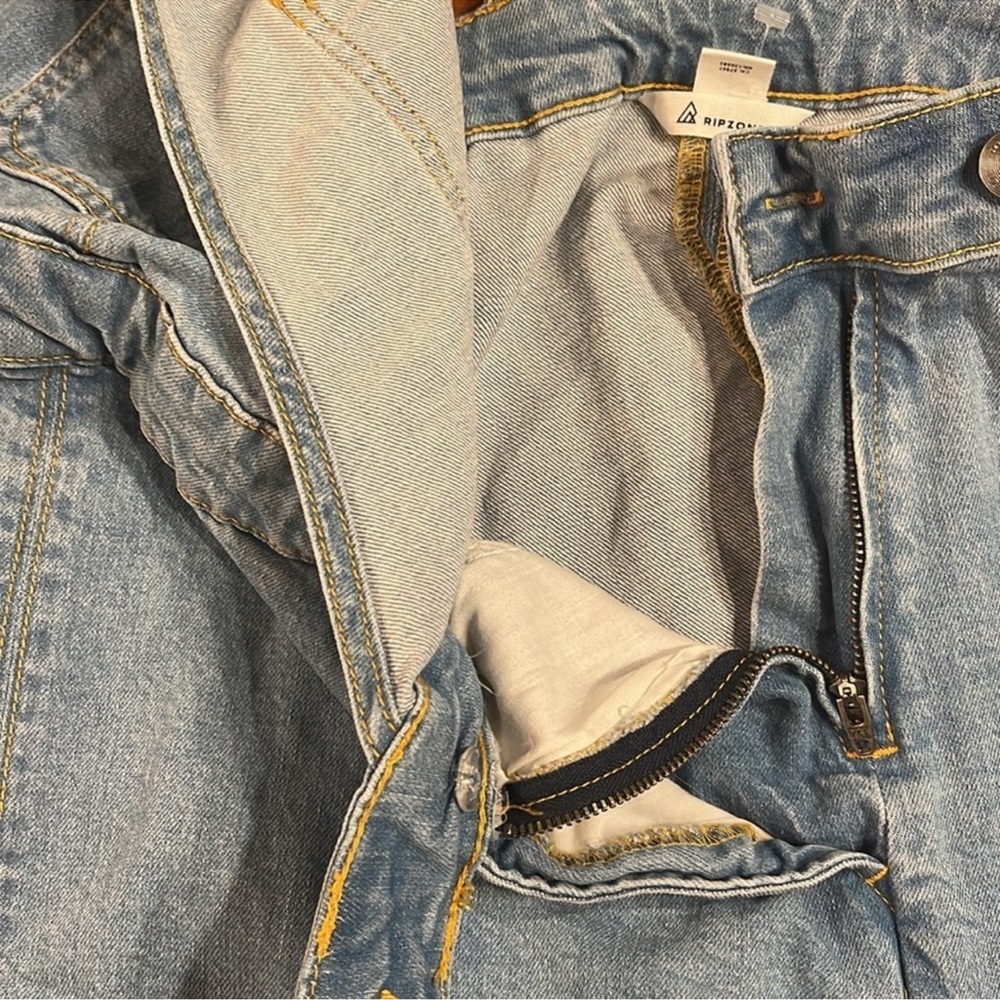 Vintage Ripzone Light Wash Denim Overall Dress Pinafore Mini Size - Picture 4 of 5